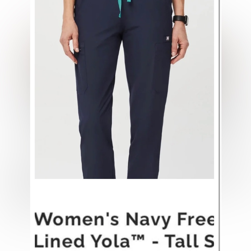 Figs scrub pants, navy with teal string
